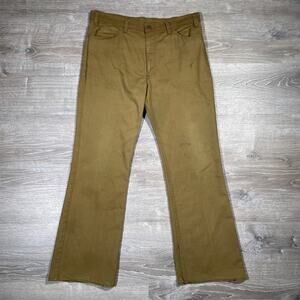 Vtg 70's Levis Sta-Prest Golden Brown High Rise Flared Pants Distressed 37" w